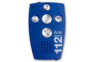 En blå digital opptaker som heter Milestone 112 ACE